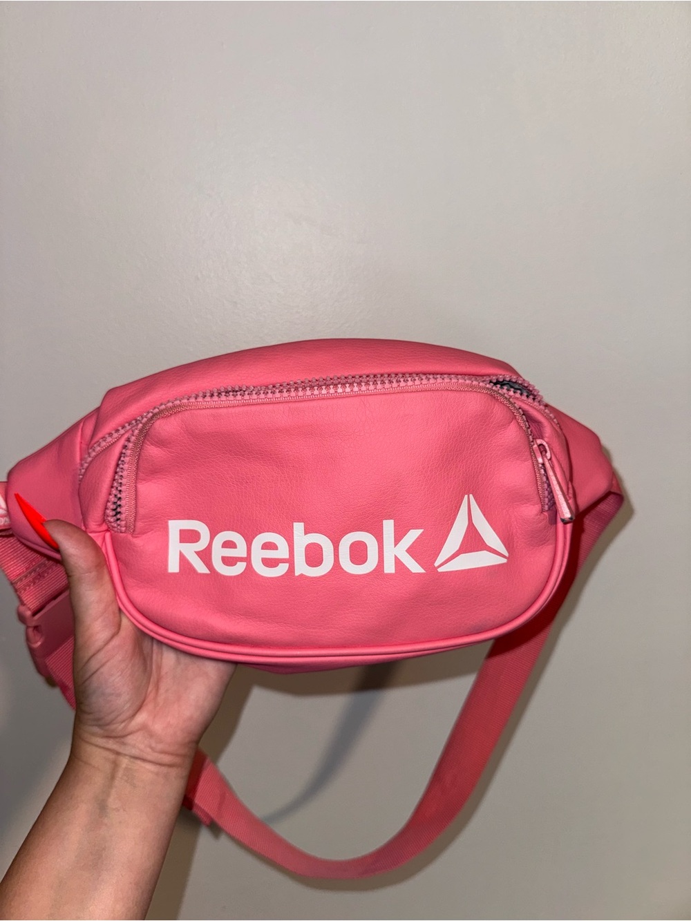 Reebok Pink Crossbody Belt Bag with White Logo